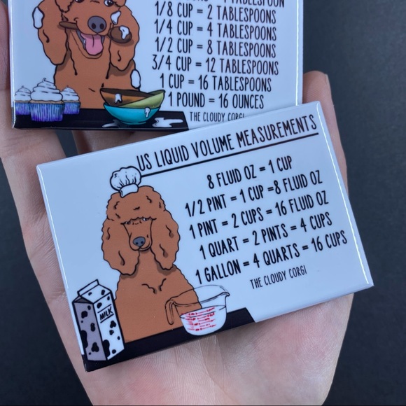 Tan Standard Poodle Dog Measuring Chart Magnet Set Kitchen Cooking Baking Guide - Picture 8 of 8